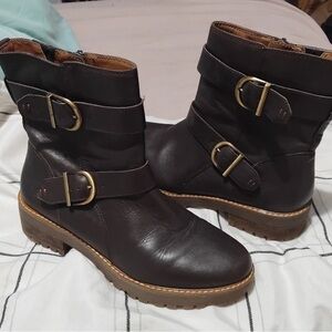 Marks & Spencer Dark Brown Lace-Up Buckle Ankle Boots